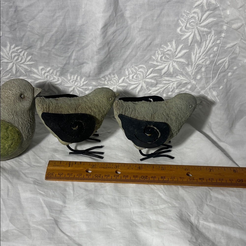 Evergreen Home and Garden Decorative Stone Bird Figurines Set - Gray and Green - Picture 5 of 6